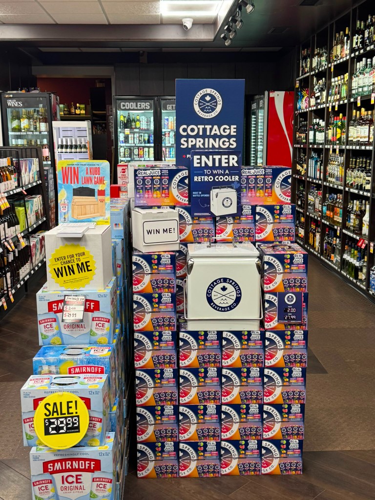Cottage Springs and Smirnoff Ice enter-to-win displays